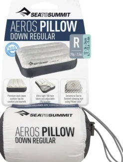 Sea to Summit Makuupussilakanat, peitot ja retkityynyt^Pillow Aeros Down täytettävä untuvatyyny, Regular, harmaa