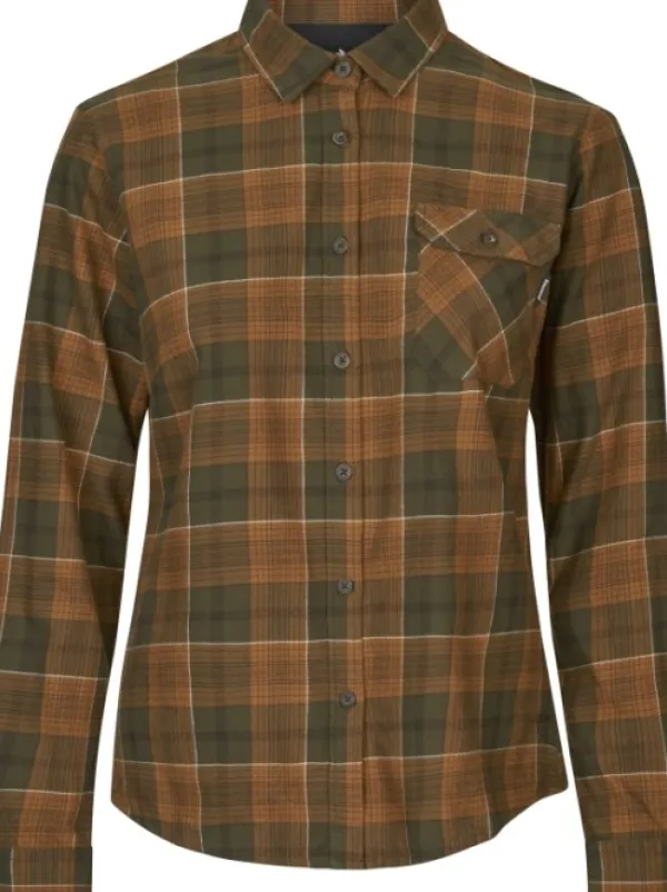 Seeland Naisten metsästysvaatteet/Naisten Metsästyspaidat^Skye Flannel Shirt Women Grizzly Brown/Terracotta Check