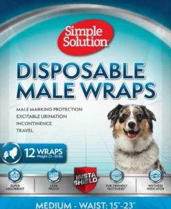 Simple Solution Narttujen Ja Urosten Suojat^Disposable Male Wraps suojat uroskoirille, M, 12 kpl