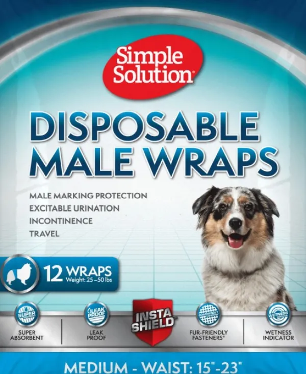 Simple Solution Narttujen Ja Urosten Suojat^Disposable Male Wraps suojat uroskoirille, M, 12 kpl