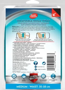 Simple Solution Washable Male Wrap suoja uroskoirille, Medium| Narttujen Ja Urosten Suojat