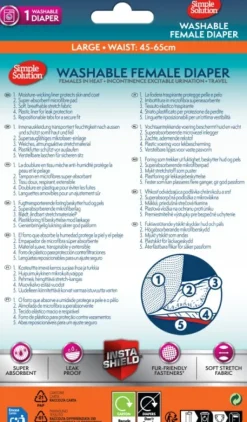 Simple Solution Narttujen Ja Urosten Suojat^Washable Female Diaper nartun suoja, Large