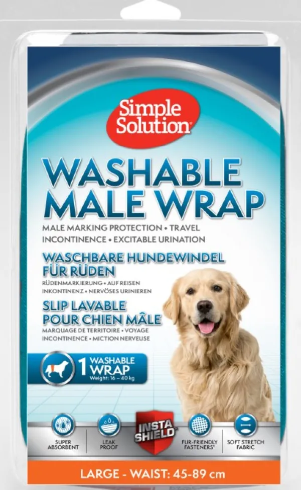 Simple Solution Washable Male Wrap suoja uroskoirille, Large| Narttujen Ja Urosten Suojat