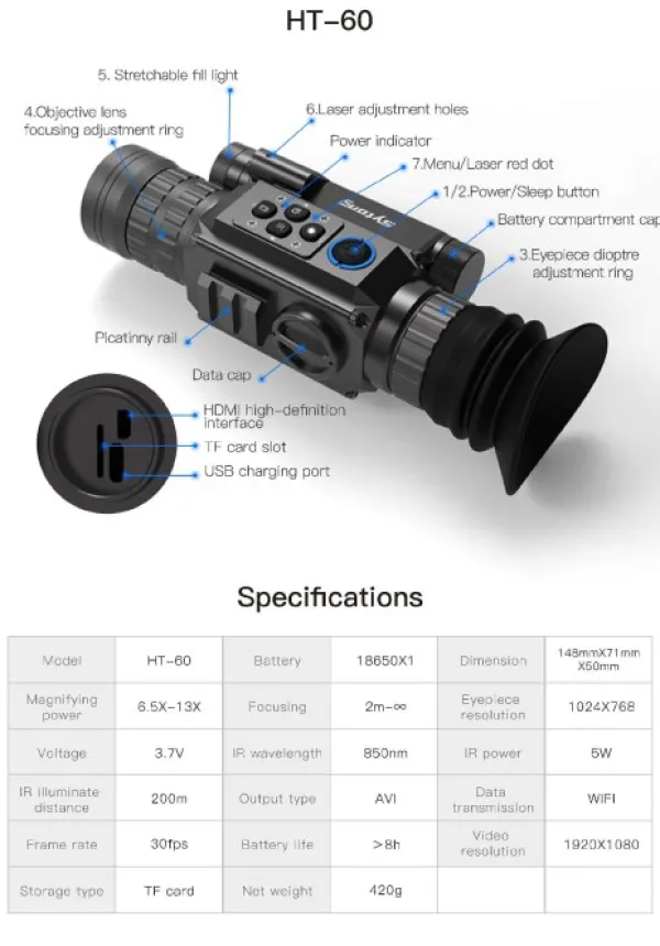 Sytong HT-60 Digital Night Vision Scope pimeänäkölaite| Yökiikarit