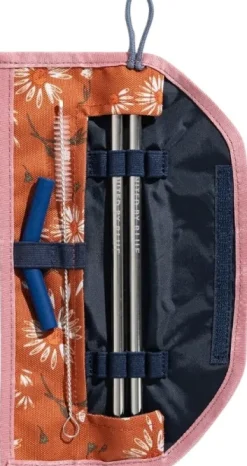 United by Blue The Straw Kit kestopillit säilytyslaukulla, oranssi| Astiat Ja Ruokailuvälineet