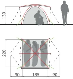 Vaude Teltat, Makuupussit Ja Makuualustat^Campo Grande 3-4P -teltta 3-4 henkilölle (4,1kg), vihreä