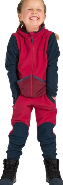 Vaude Lasten Paidat, Hupparit Ja Fleecet^Kids Pulex Hooded Jacket lasten fleecetakki, punainen/tummanharmaa