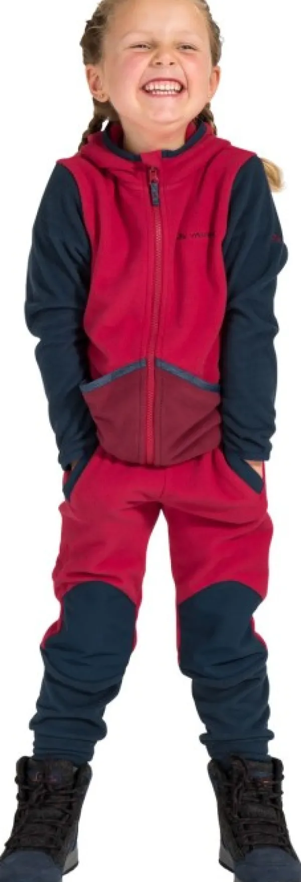 Vaude Lasten Paidat, Hupparit Ja Fleecet^Kids Pulex Hooded Jacket lasten fleecetakki, punainen/tummanharmaa