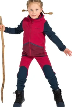 Vaude Lasten Paidat, Hupparit Ja Fleecet^Kids Pulex Hooded Jacket lasten fleecetakki, punainen/tummanharmaa