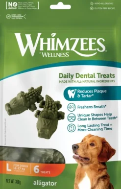 Whimzees Makupalat^Alligator L hammashoitoherkku, 6 kpl