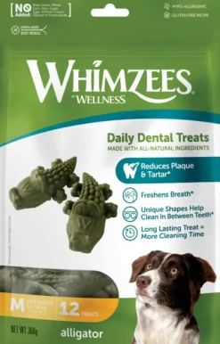Whimzees Alligator M hammashoitoherkku, 12 kpl| Puruluut