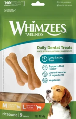 Whimzees Ricebone L hammashoitoherkku, 9 kpl| Makupalat