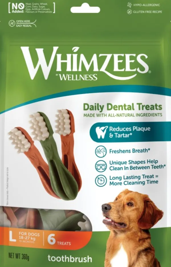 Whimzees Toothbrush Star L hammashoitoherkku, 6 kpl| Makupalat