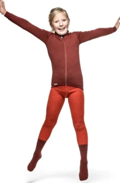 Woolpower Crewneck + Long Johns 200 Kids lasten kerrasto, Autumn Red| Lasten Alusasut Ja Kerrastot