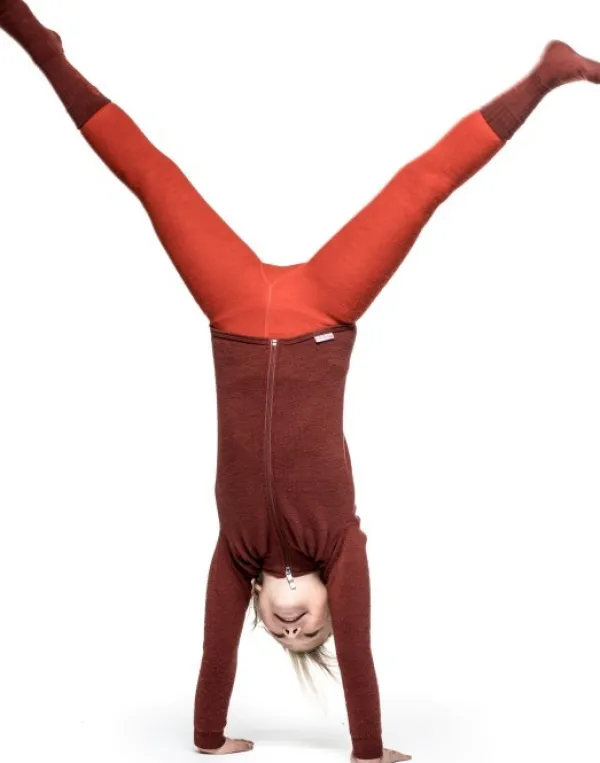 Woolpower Crewneck + Long Johns 200 Kids lasten kerrasto, Autumn Red| Lasten Alusasut Ja Kerrastot