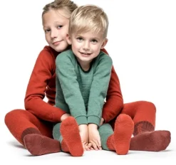 Woolpower Crewneck + Long Johns 200 Kids lasten kerrasto, Autumn Red| Lasten Alusasut Ja Kerrastot